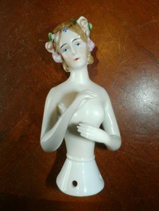 Vintage Antique Porcelain Ceramic Half Doll Marked On Back 4 1/2 " Tall