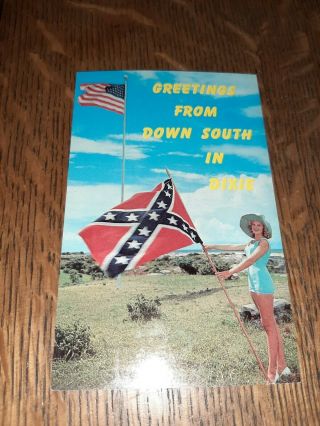 Dr - 20486 - B Greetings From Down South In Dixie Postcard Old Glory Flag Miss