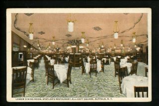Buffalo,  York Ny Vintage Postcard Statler Hotel Restaurant Dining Room