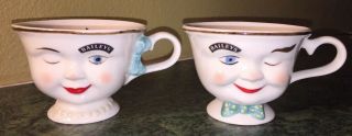 Baileys Yum Cups Winking Eye Face Mr Mrs Coffee Tea Mugs 1996 Limited