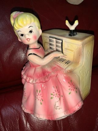 Vintage 5 1/2” Girl Playing Piano Figurine Japan