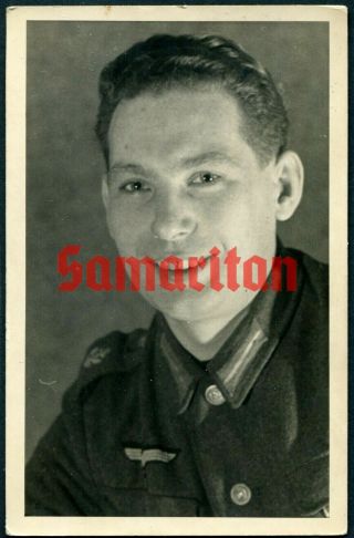 C1/4 Ww2 German Wehrmacht Postcard Of A Soldier In Field Uniform