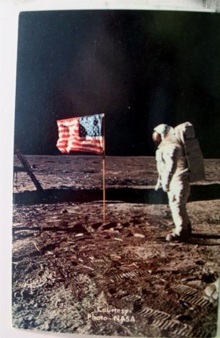 Buzz Aldrin Man On The Moon Apollo 11 Eva Postcard Old Vintage Card View Post Pc