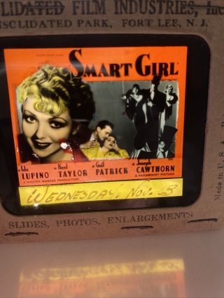 Ida Lupino - Kent Taylor - Smart Girl - Magic Lantern Movie Glass Slide