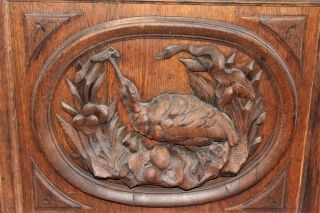 Antique Vintage Hand carved oak Framed Panel with Ibis Bird c.  1910 3
