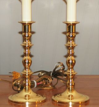Baldwin Brass Candlestick Lamps Candle Holders Pair 6 - N