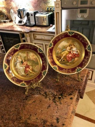 Antique Royal Vienna Hand Painted With Sign Kaufmann Porcelain Plates