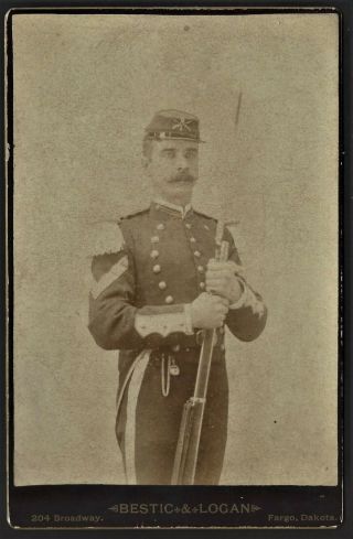 Fargo Dakota Territory Cabinet Photo Of U.  S.  Soldier In Uniform With His Rifle