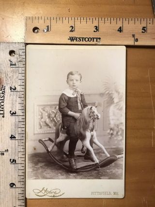 Vintage Cabinet Card Child On Rocking Horse Hobby Horse Photo