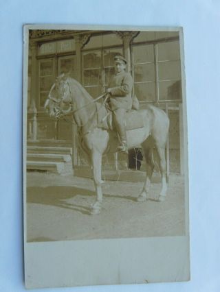 Ww1 German Soldier On A Horse.  Photograph