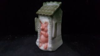 Rare Victorian German Pig Fairing " A Cute Pig Sat In Outhouse " Match Holder