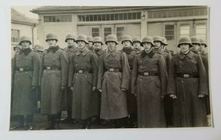 Ww2 Wwii German Army Steel Helmet Soldiers Portrait Photo Photograph Postcard