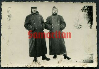 C7/2 Ww2 German Photo Of Wehrmacht Soldiers Wearing Winter Coat