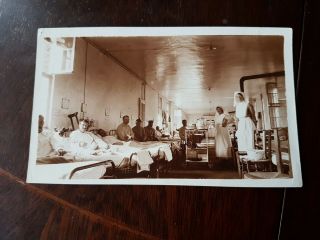 Ww1 Vad Nurses & Wounded Soldiers On The Ward.  Ww1 Photo 11x7cm App