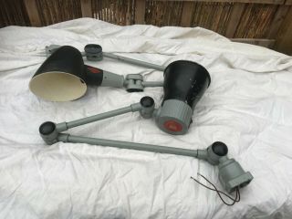Two Edl Vintage Industrial Factory Articulated Wall Lamps In Order