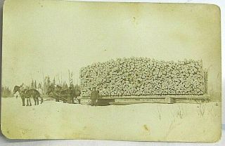Vintage 1917 Rppc Logging W Team Of Horses Polk County,  Fisher,  (mn) Postcard