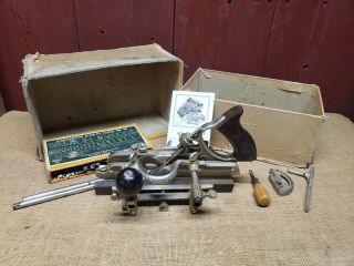Vintage Stanley No.  45 Combination Hand Plane W Cutters Box & Accessories L@@k