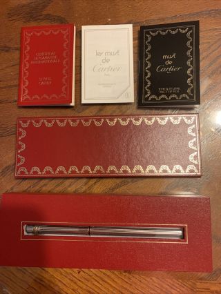 Must De Cartier Red Lacquer Rollerball Pen Vintage 1986