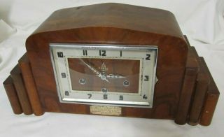 Collectible Vintage Wooden Abbey German Wind Up Chime Mantle Clock Not