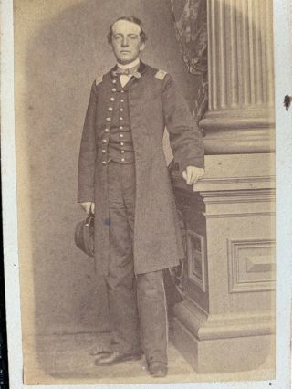 Antique Cdv Photo Civil War Era Paterson Jersey Soldier In Uniform W/ Kepi