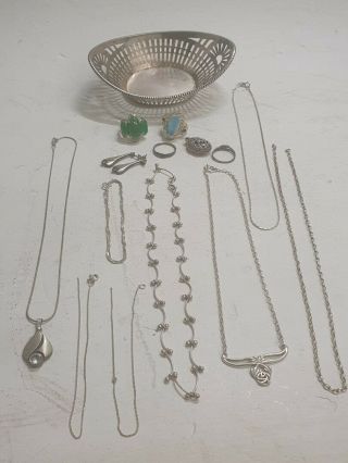 Sterling Silver 925 Jewellery Joblot Bundle Scrap,  Vintage Jewellery Tray 518