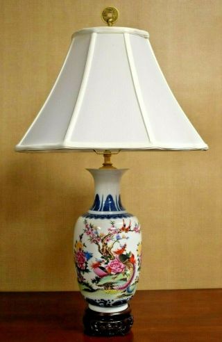 28 " Chinese Porcelain Vase Lamp Blue/white Phoenix Asian Oriental Table Lamp