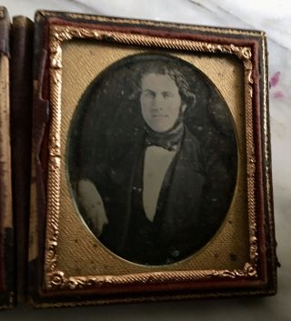Antique Daguerreotype Of A Famous Man From The 1800s In A Leather Case 6th Pla