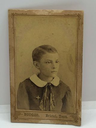 Antique Vintage 1800’s Photo Photograph Miniature Cabinet Card School Boy 1