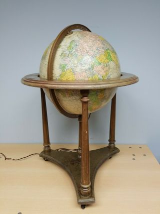 Vintage Antique Replogle 16 " Heirloom Globe Lighted Floorstanding On Casters