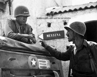 Lt.  Gen.  George S.  Patton Talking With Soldier 8 " X 10 " World War Ii Photo 419