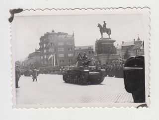Bulgaria Bulgarian Army Ww2 Military Tank On Parade Vintage Orig Photo (30851)