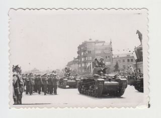 Bulgaria Bulgarian Army Ww2 Military Tank On Parade Vintage Orig Photo (30853)