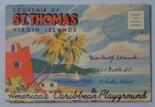 Vtg.  1940 Souvenir Of St.  Thomas Virgin Islands Postcard Fold - Out Photo Booklet