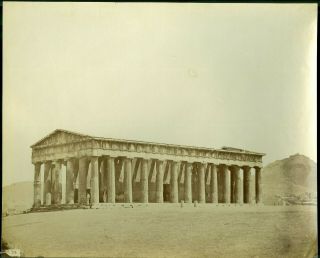 Rare Antique Albumen Photo Ancient Temple Of Hephaestus Greek Temple Athens 1870