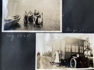 Vintage 1920s Photo Album Swimming Camping Early Tincan Traveler Car Camper