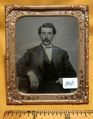 " Gentleman " - 6th Plate Tintype Of A Mustachioed Man (l810))
