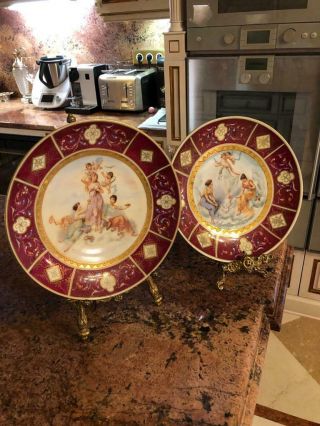 Antique Royal Vienna Hand Painted With Sign Carl Larsen Porcelain Plates