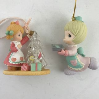 Set Of 2 Vintage Christmas Tree Ornaments Pmi Precious Moments Baking Decorating