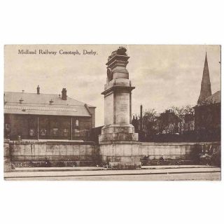 Derby Midland Railway Cenotaph,  Old Postcard Postmark Derby 1925