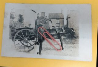 Vintage Pc Rp Soham Cambridgeshire Horse Milk Cart Milkman