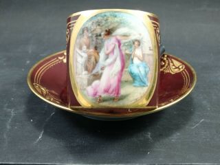 Cup And Saucer In Porcelain Royal Vienna Hand Painted Signed Forst.