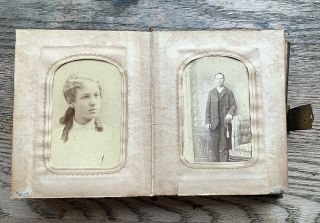 1860 - 1880s Cdv & Tintype 17 Photos Family & Friends Album Some Named & Dated