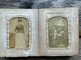 1860 - 1880s CDV & TINTYPE 17 Photos FAMILY & FRIENDS Album Some NAMED & DATED 2