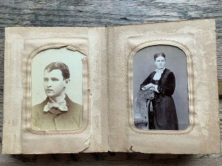 1860 - 1880s CDV & TINTYPE 17 Photos FAMILY & FRIENDS Album Some NAMED & DATED 3