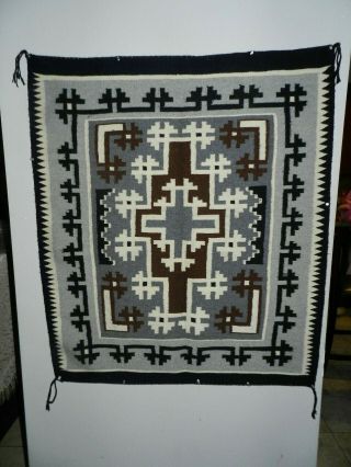 Vintage Navajo Two Grey Hills Rug,  Tapestry Wool,  35 " X40 ",