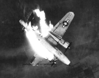 U.  S.  Army Air Forces Martin B - 26g Marauder In Flames 8 " X 10 " Ww 2 Wwii Photo 409