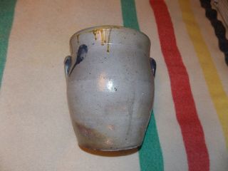 Blue Decorated 1 Gallon Stoneware Ovoid Crock.  Early
