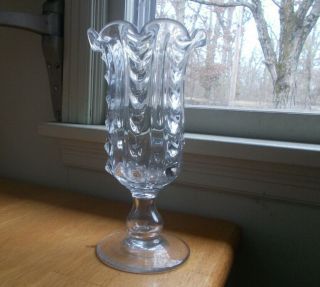 1850s Draped Pittsburgh Pillar Mold Blown Celery Vase 10 1/4 " Pontil Flint Glass