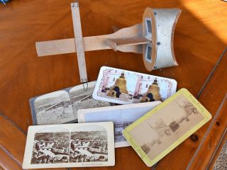 Vintage Keystone Monarch Stereoscope Stereo Viewer W Five Different Cards 1904