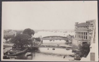 Singapore Vintage Real Photo Ppc River & Bridge